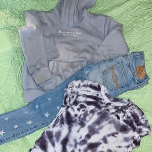 SOLD- Kids 7/8 Abercrombie & Fitch Hoodie and Tie-Dye Tee with Star Jeans